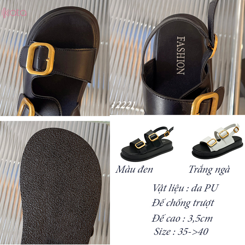 Dép sandal khóa cài nữ mùa hè đế bằng 12222
