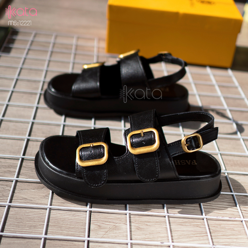 Dép sandal khóa cài nữ mùa hè đế bằng 12222