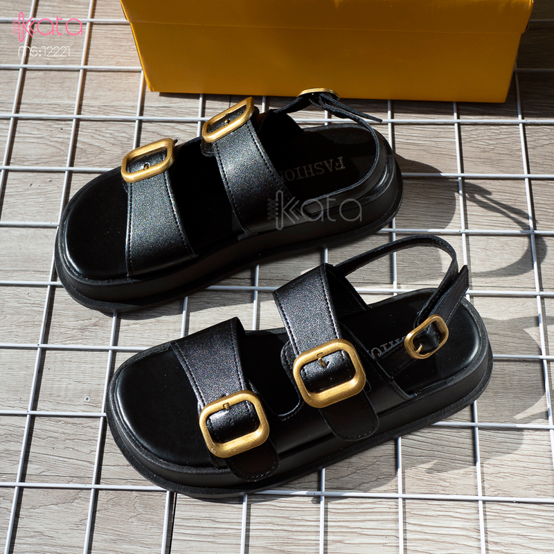 Dép sandal khóa cài nữ mùa hè đế bằng 12222