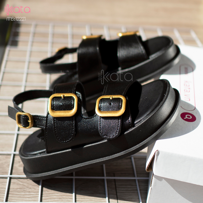 Dép sandal khóa cài nữ mùa hè đế bằng 12222