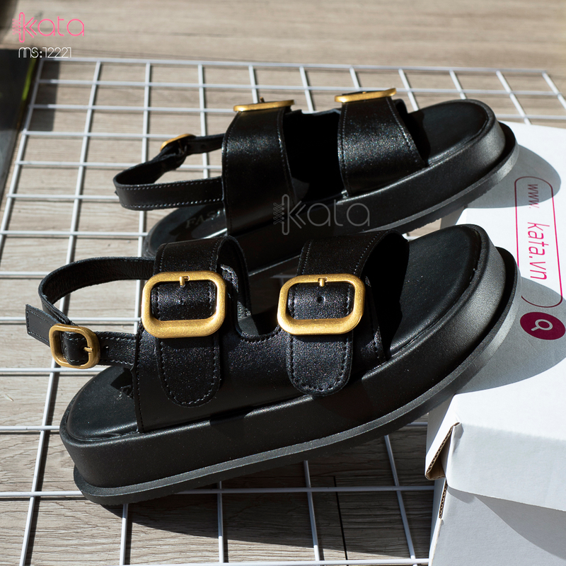 Dép sandal khóa cài nữ mùa hè đế bằng 12222
