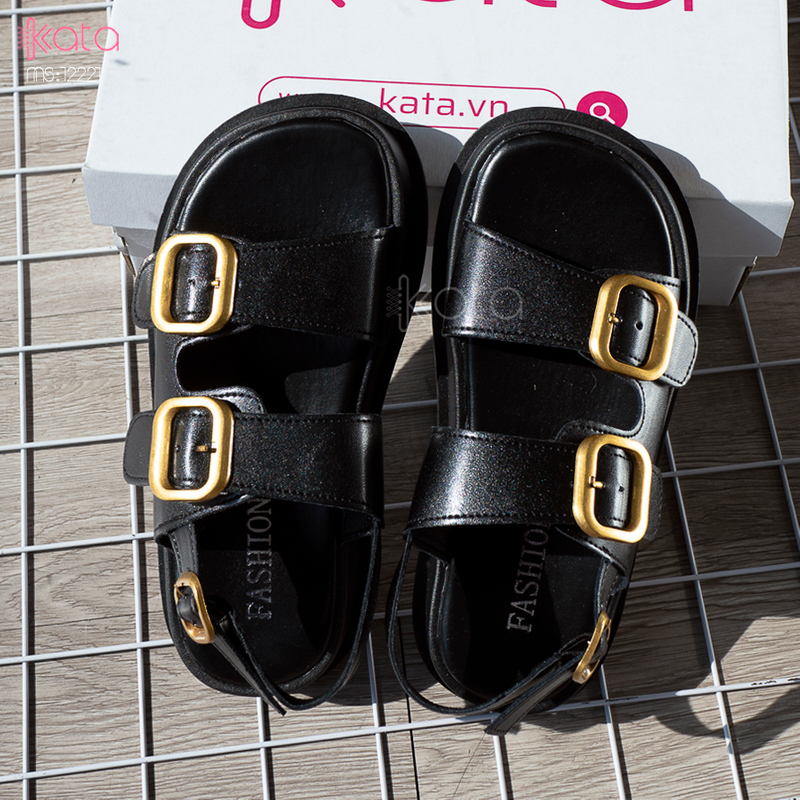Dép sandal khóa cài nữ mùa hè đế bằng 12222