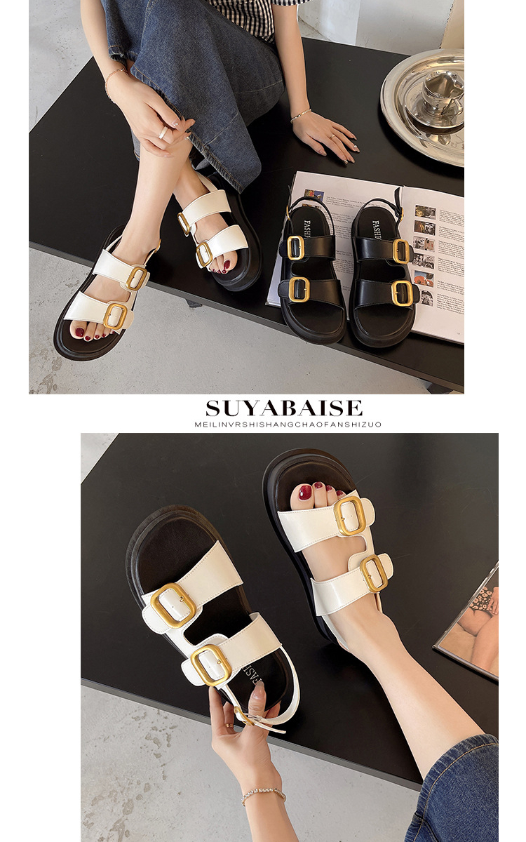 Dép sandal khóa cài nữ mùa hè đế bằng 12222