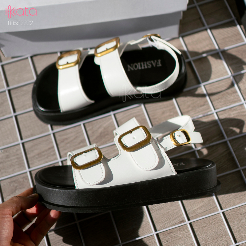 Dép sandal khóa cài nữ mùa hè đế bằng 12222