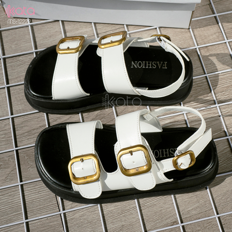 Dép sandal khóa cài nữ mùa hè đế bằng 12222