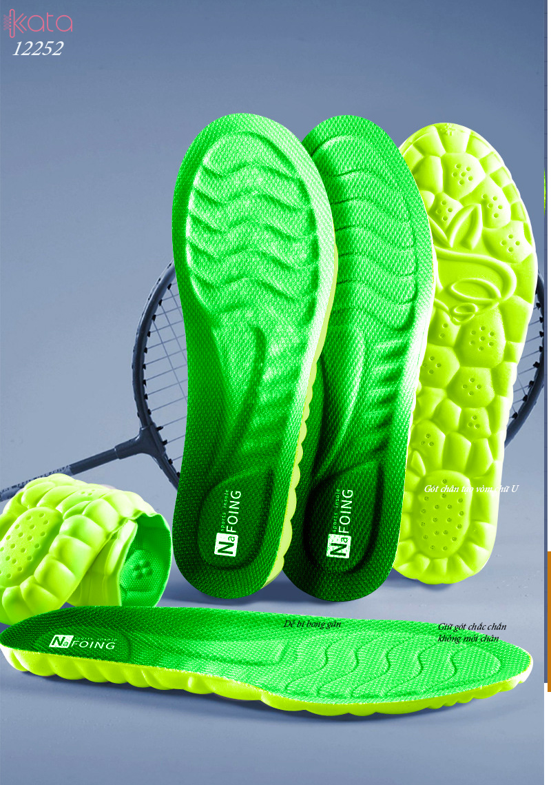Lót giày thể thao PU siêu mềm Nam Nữ,đế dày chống sốc đứng lâu không mỏi 12252