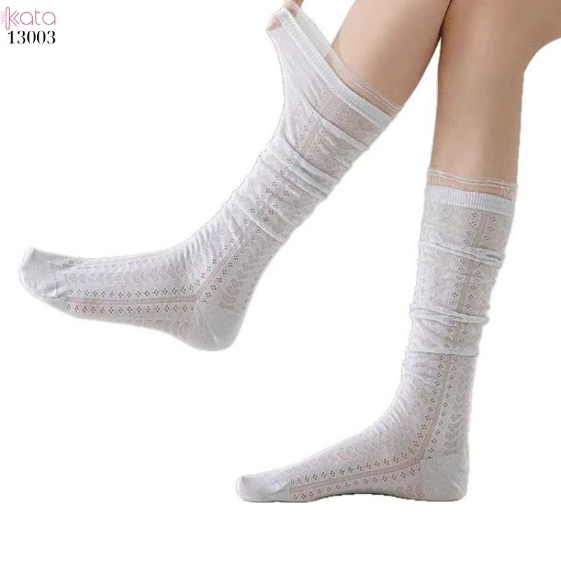 Tất bắp chân ren JK phong cách Hàn Quốc,vớ lưới mỏng đi bốt 13003