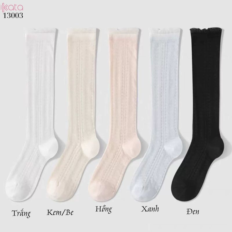 Tất bắp chân ren JK phong cách Hàn Quốc,vớ lưới mỏng đi bốt 13003
