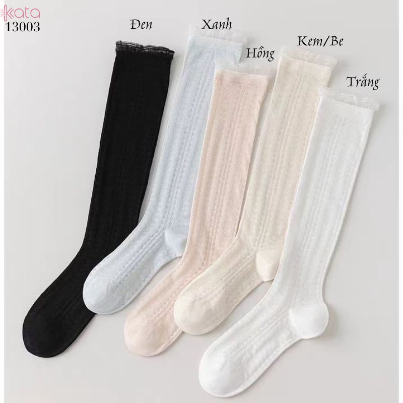 Tất bắp chân ren JK phong cách Hàn Quốc,vớ lưới mỏng đi bốt 13003