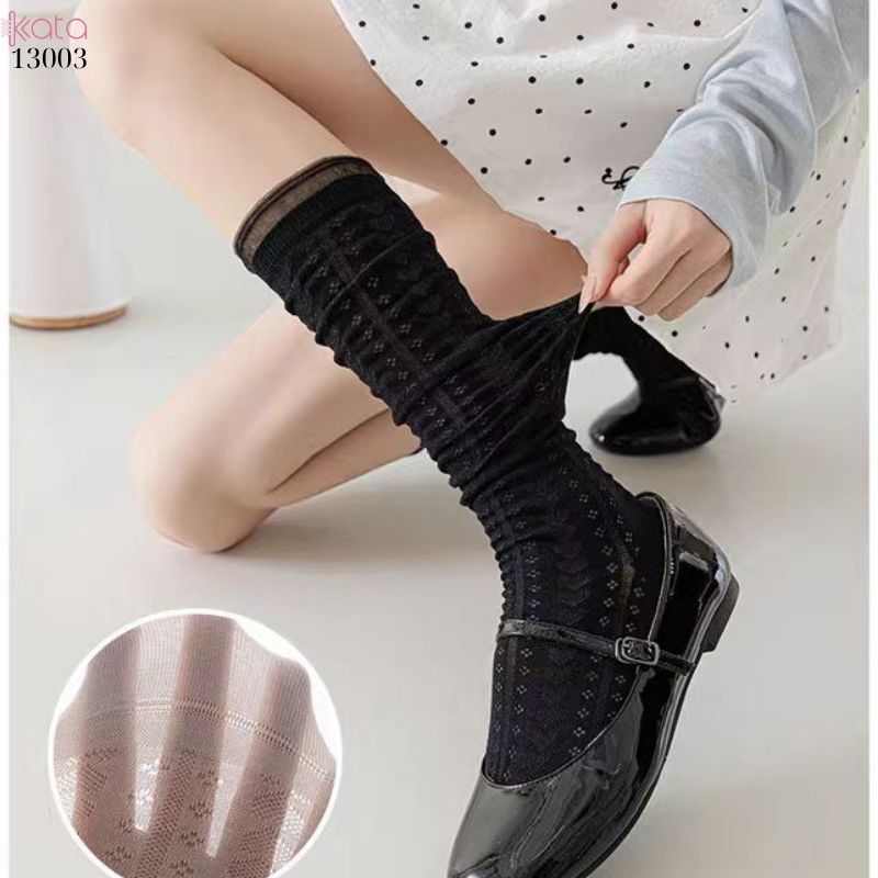 Tất bắp chân ren JK phong cách Hàn Quốc,vớ lưới mỏng đi bốt 13003