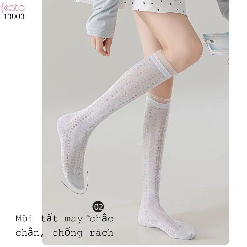 Tất bắp chân ren JK phong cách Hàn Quốc,vớ lưới mỏng đi bốt 13003