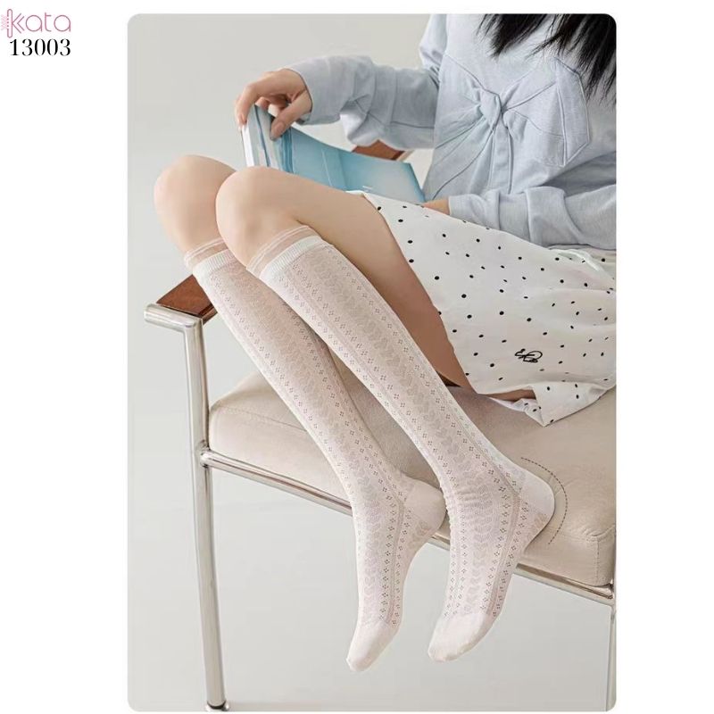 Tất bắp chân ren JK phong cách Hàn Quốc,vớ lưới mỏng đi bốt 13003