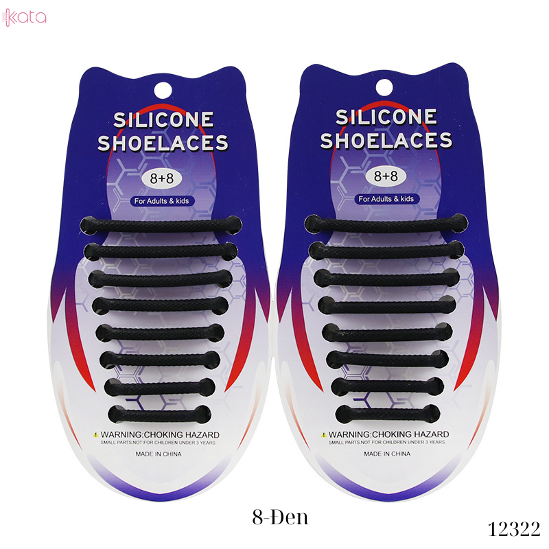 Dây giày lười silicon bản tròn không cần buộc dây người lớn trẻ em 12322 (bộ 16 dây)