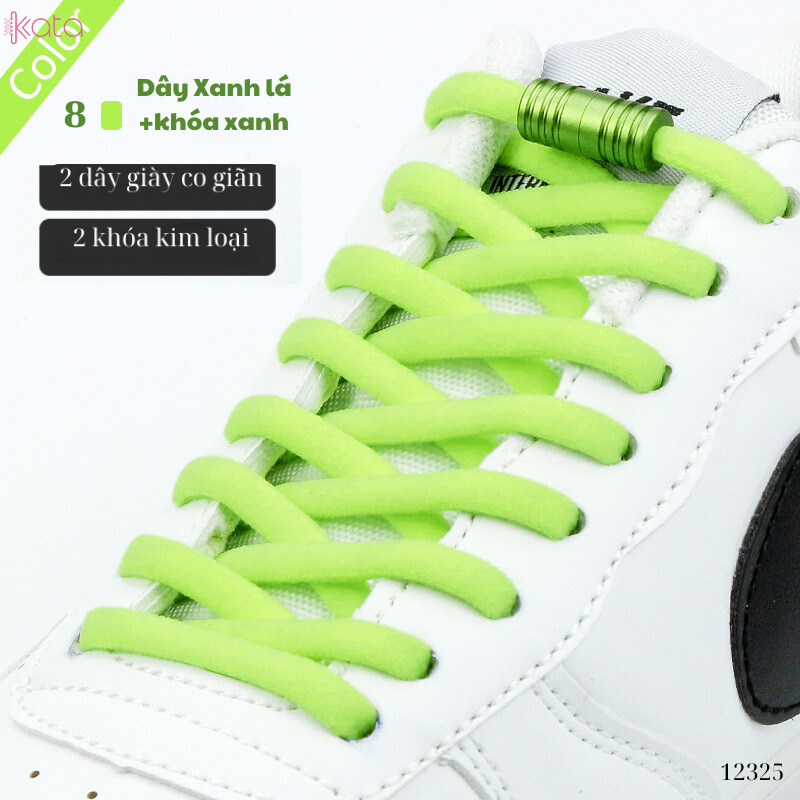 Dây giày bản tròn co giãn + khóa kim loại không cần buộc dây 12325