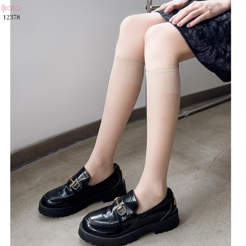 Tất cotton mỏng mờ trong suốt,tất bắp chân JK phong cách Nhật Bản nữ 12378