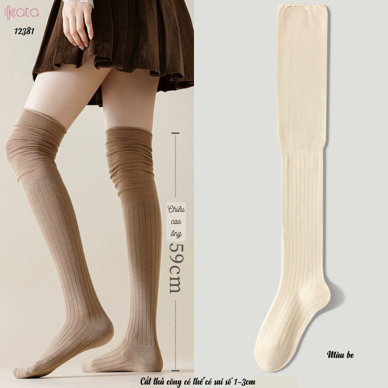 Tất màu trơn qua đầu gối,tất cotton cao cấp(vải Hàn),tất giảm béo bắp chân 12381