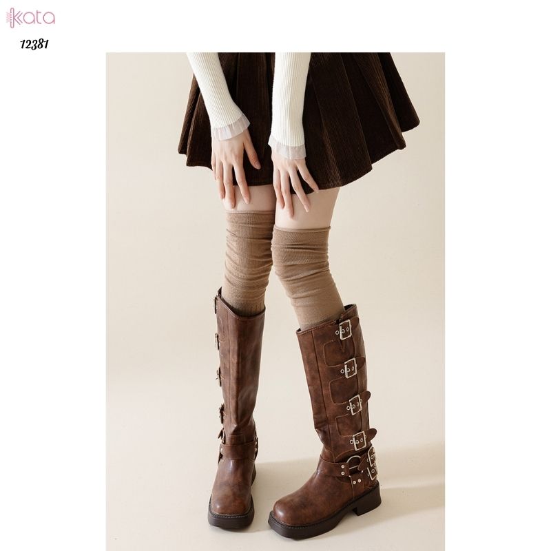 Tất màu trơn qua đầu gối,tất cotton cao cấp(vải Hàn),tất giảm béo bắp chân 12381