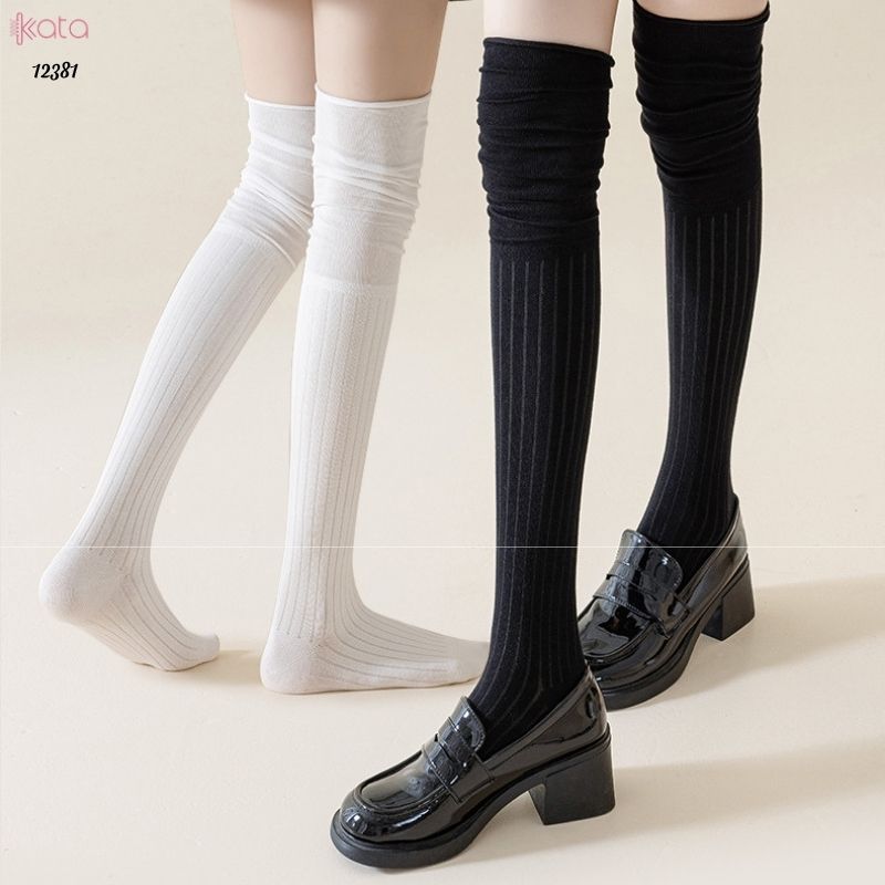 Tất màu trơn qua đầu gối,tất cotton cao cấp(vải Hàn),tất giảm béo bắp chân 12381