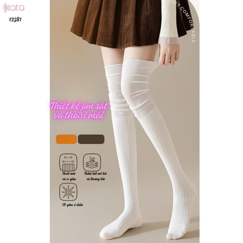 Tất màu trơn qua đầu gối,tất cotton cao cấp(vải Hàn),tất giảm béo bắp chân 12381