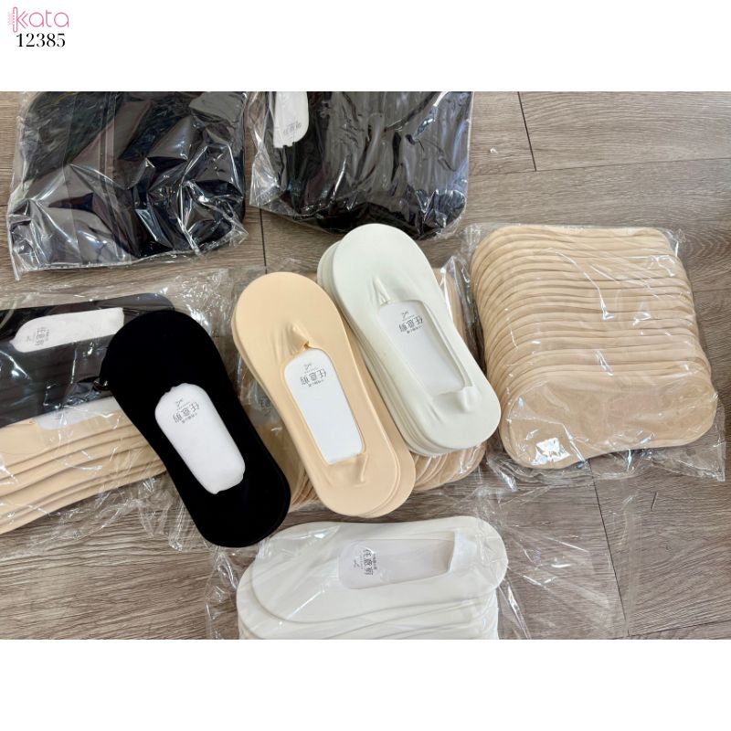 Tất thuyền lụa băng mỏng mát mùa hè,tất 100% cotton có silicone chống rớt gót 12385