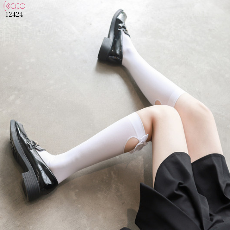 Tất nơ bắp chân (vải Hàn) lolita Nhật Bản,tất nhung xuân hè nữ 12424
