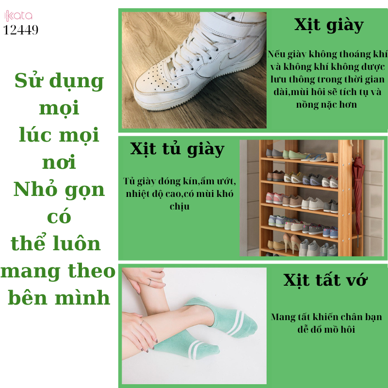 Xịt khử mùi giày và tất,khử mùi tủ giày,khử trùng,loại bỏ mùi mồ hôi 12449