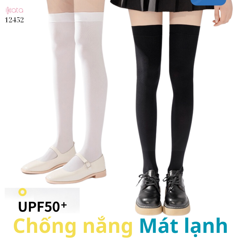 Tất chống nắng UPF 50+,tất nhung mỏng mát lạnh mùa hè,tất JK giảm béo bắp chân 12452