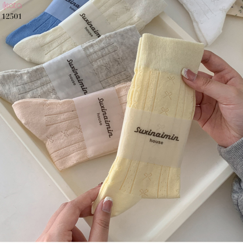 Tất 100% cotton mỏng mát mùa hè,thấm hút mồ hôi tốt 12501