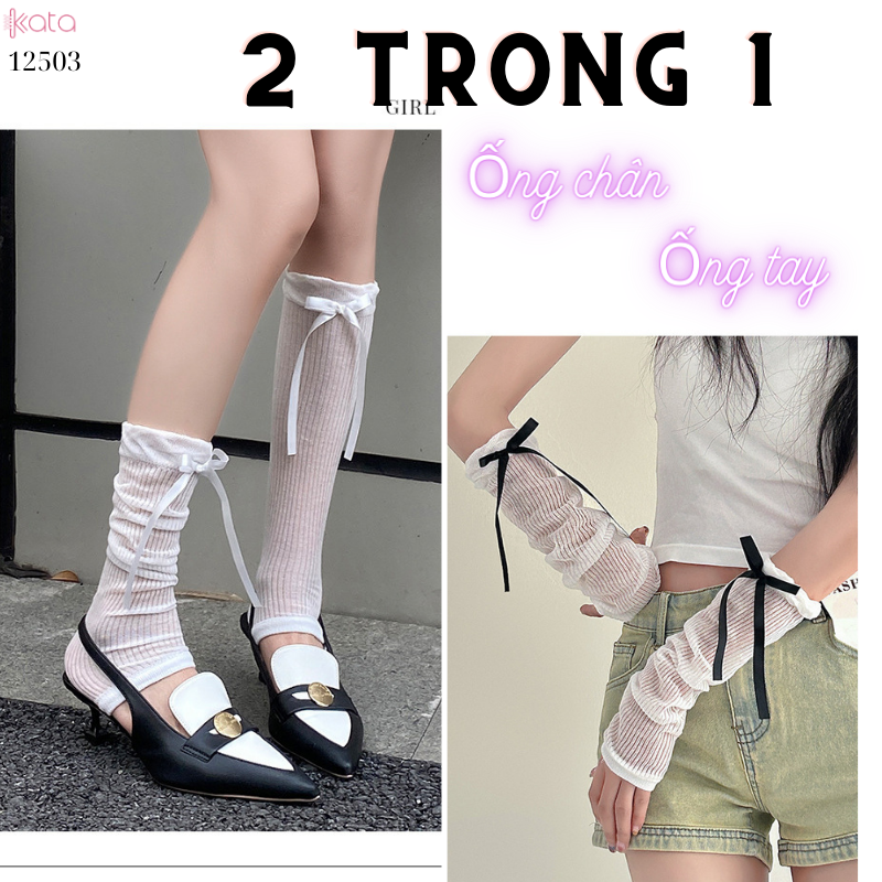 Tất ống chân,ống tay 2 trong 1,chống nắng mỏng JK Lolita 12503