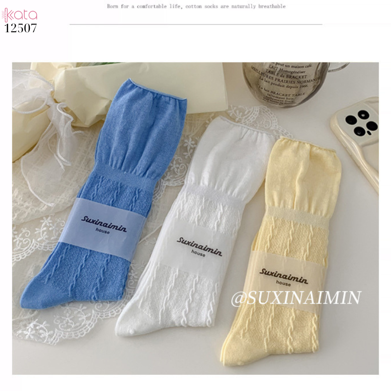 Tất cuộn mép Miu 100% cotton thoáng khí,phong cách múa ba lê 12507