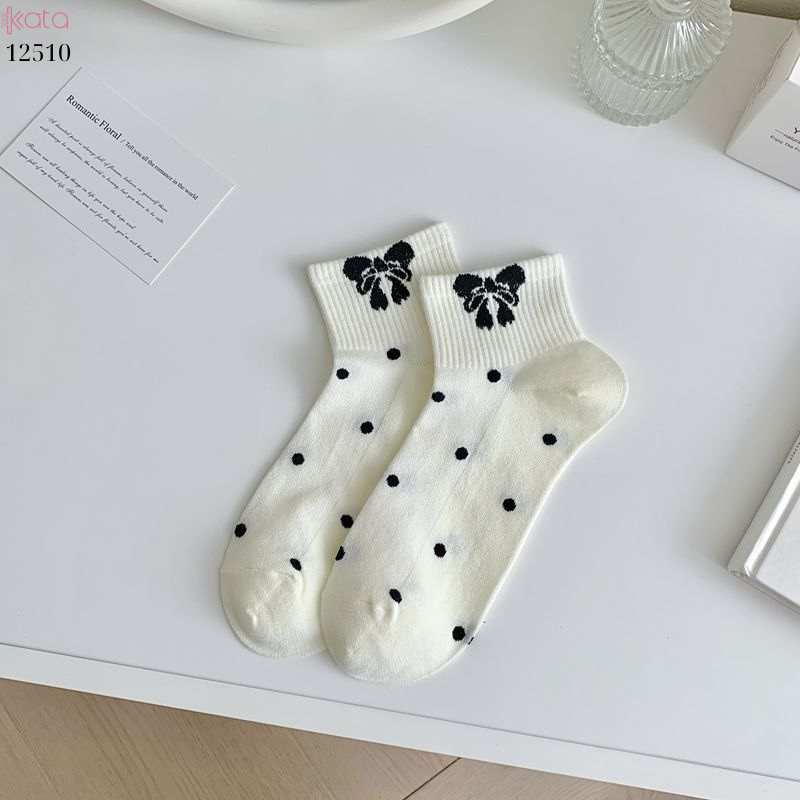 Tất cổ ngắn bông cao cấp 100%cotton,tất nơ xuân hè lolita 12510