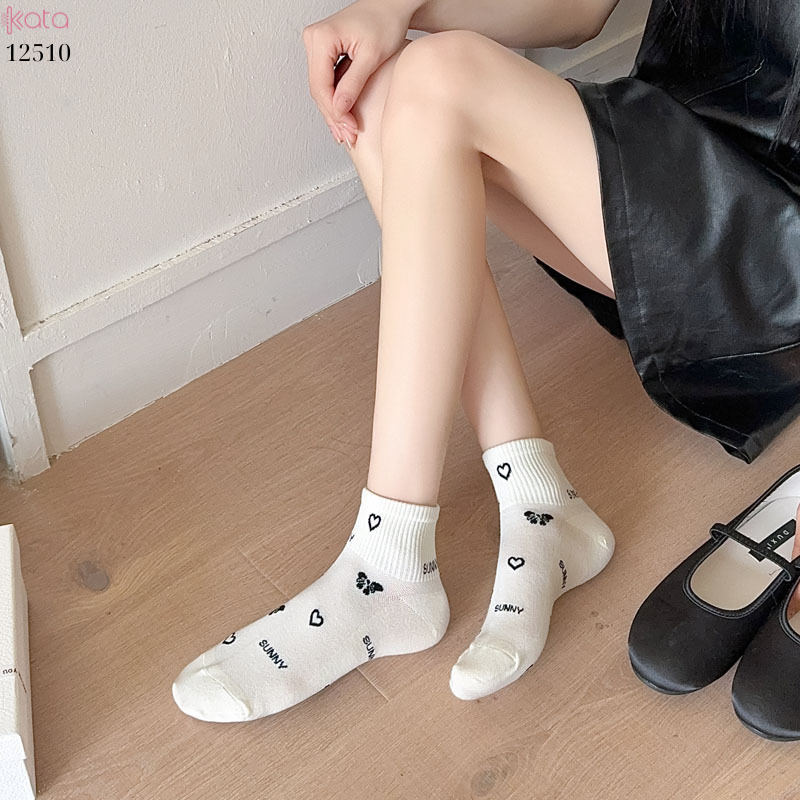 Tất cổ ngắn bông cao cấp 100%cotton,tất nơ xuân hè lolita 12510