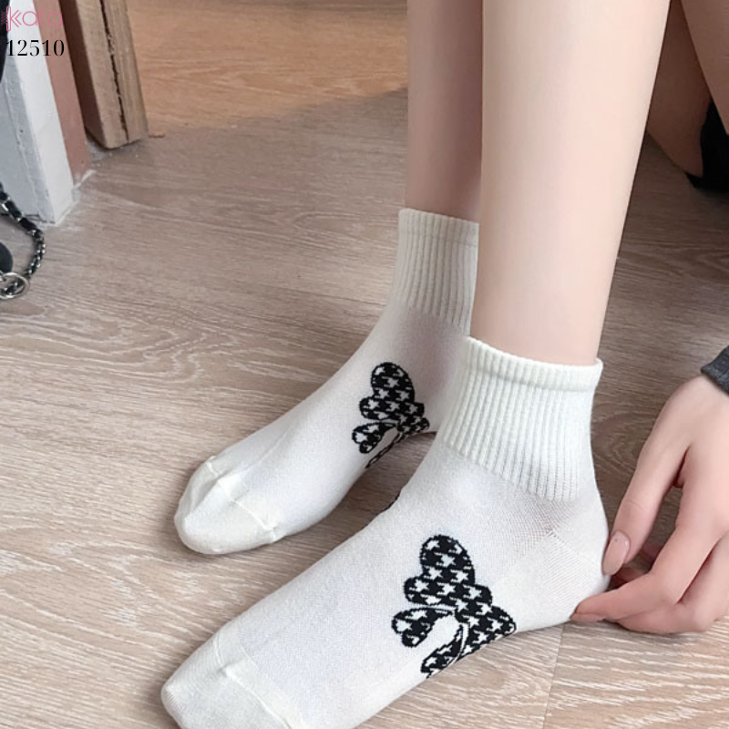 Tất cổ ngắn bông cao cấp 100%cotton,tất nơ xuân hè lolita 12510