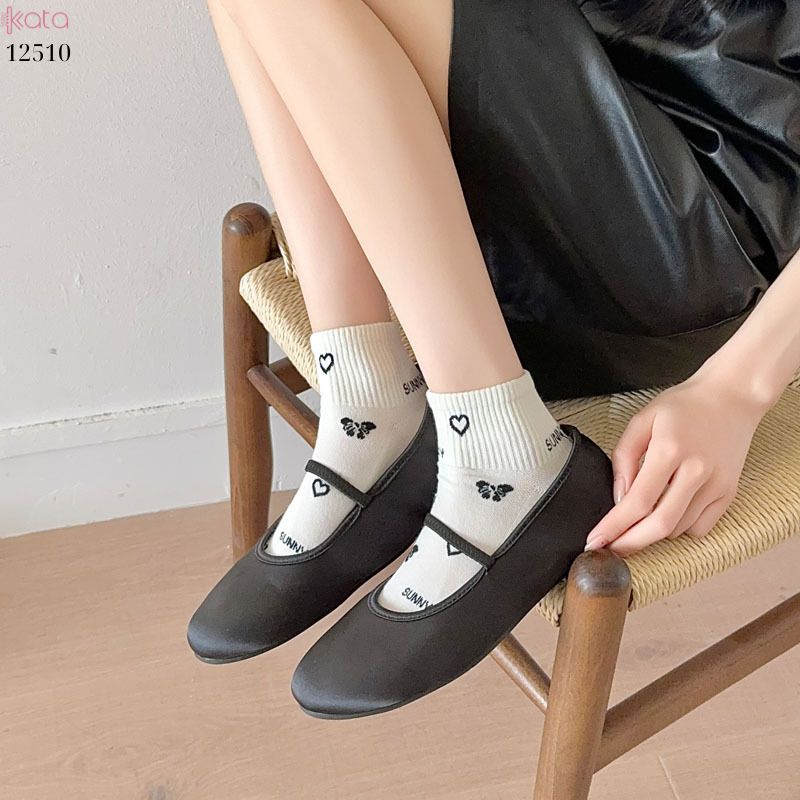 Tất cổ ngắn bông cao cấp 100%cotton,tất nơ xuân hè lolita 12510