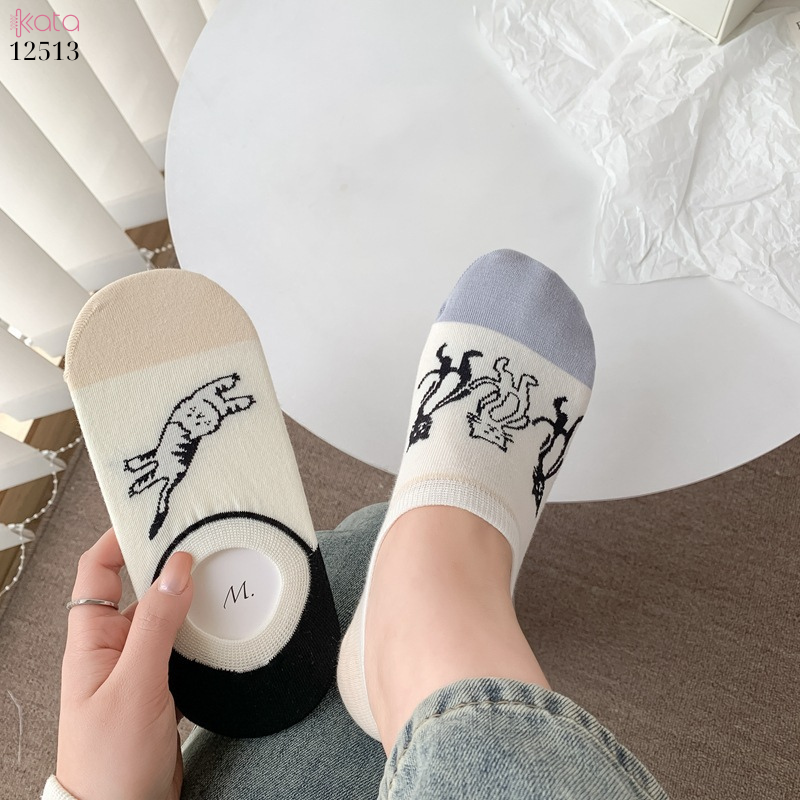 Tất thuyền mỏng mùa hè 100% cotton,tất có silicone chống rớt gót 12513