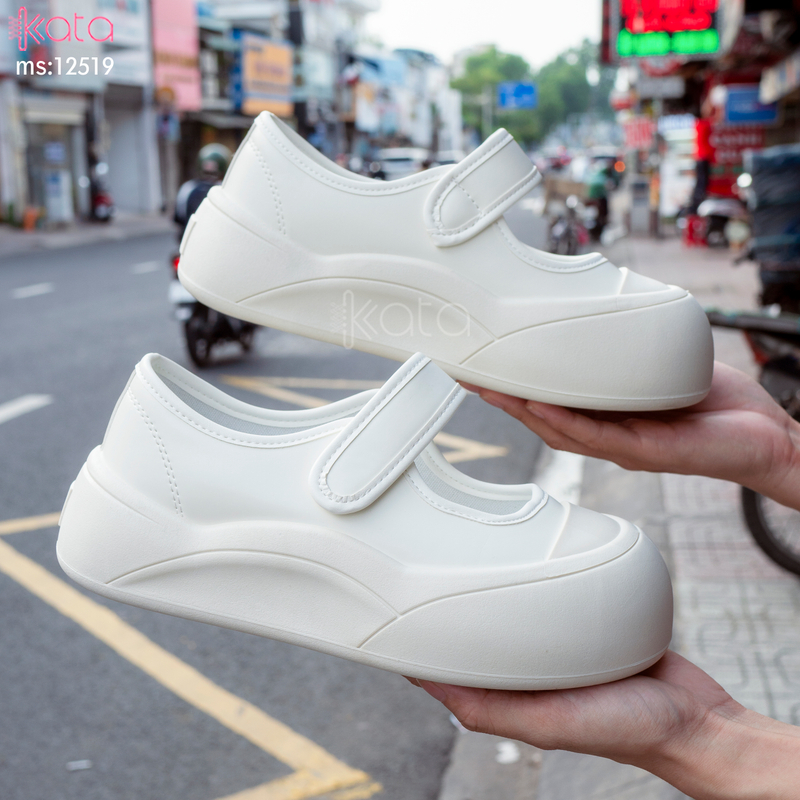 Giày lười khóa dán tiện lợi,giày slip on Mary Jane đế bánh mì nữ 12519