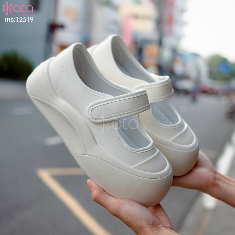 Giày lười khóa dán tiện lợi,giày slip on Mary Jane đế bánh mì nữ 12519