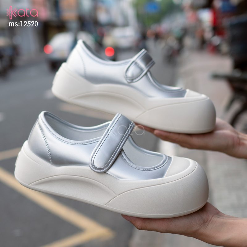 Giày lười khóa dán tiện lợi,giày slip on Mary Jane đế bánh mì nữ 12519