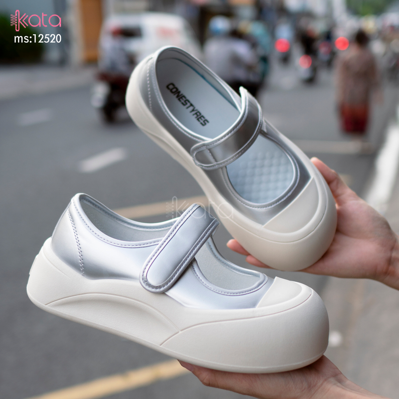 Giày lười khóa dán tiện lợi,giày slip on Mary Jane đế bánh mì nữ 12520