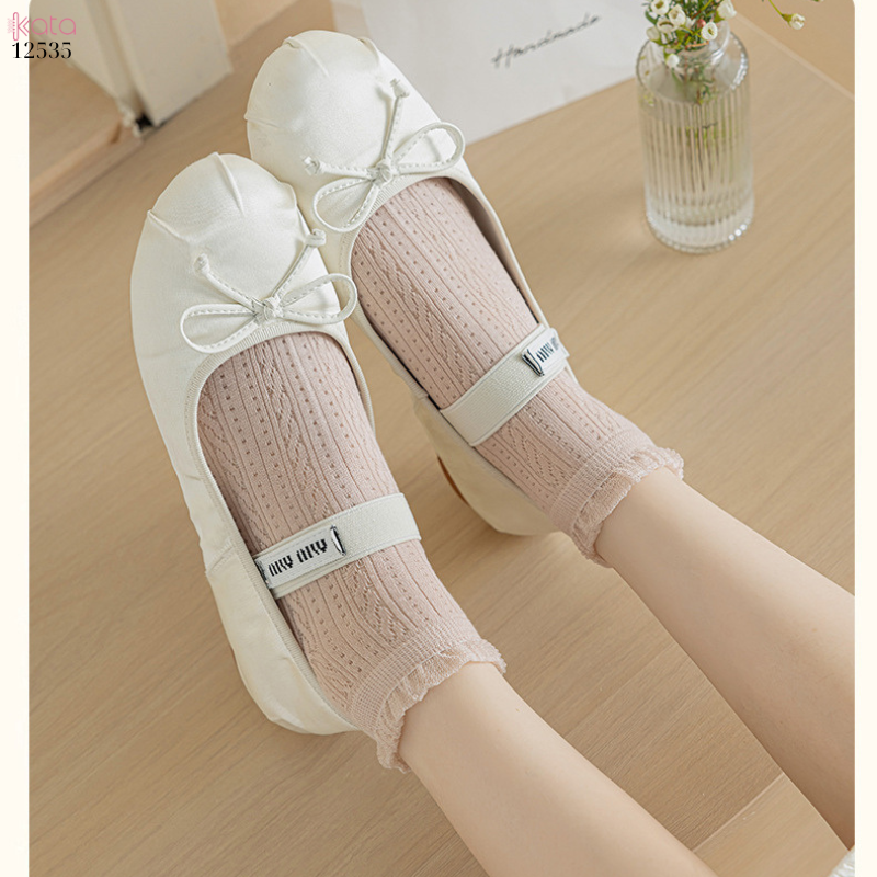 Tất ren lưới mỏng 100% cotton thoáng khí,tất cổ ngắn xuân hè 12535