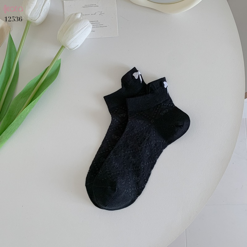 Tất nơ mỏng mát mùa hè 100% cotton,tất ngắn phong cách Hàn 12536