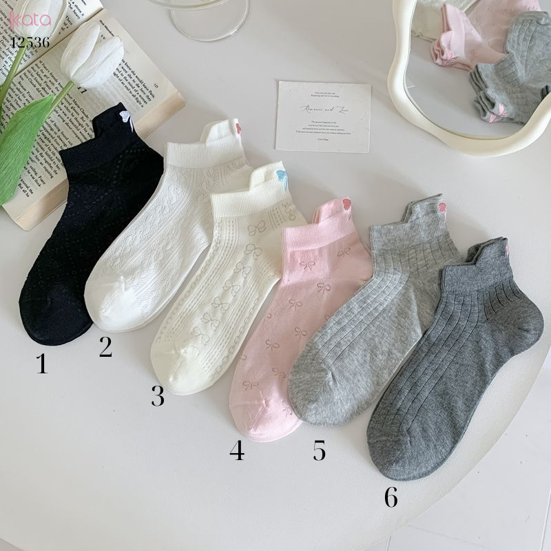 Tất nơ mỏng mát mùa hè 100% cotton,tất ngắn phong cách Hàn 12536