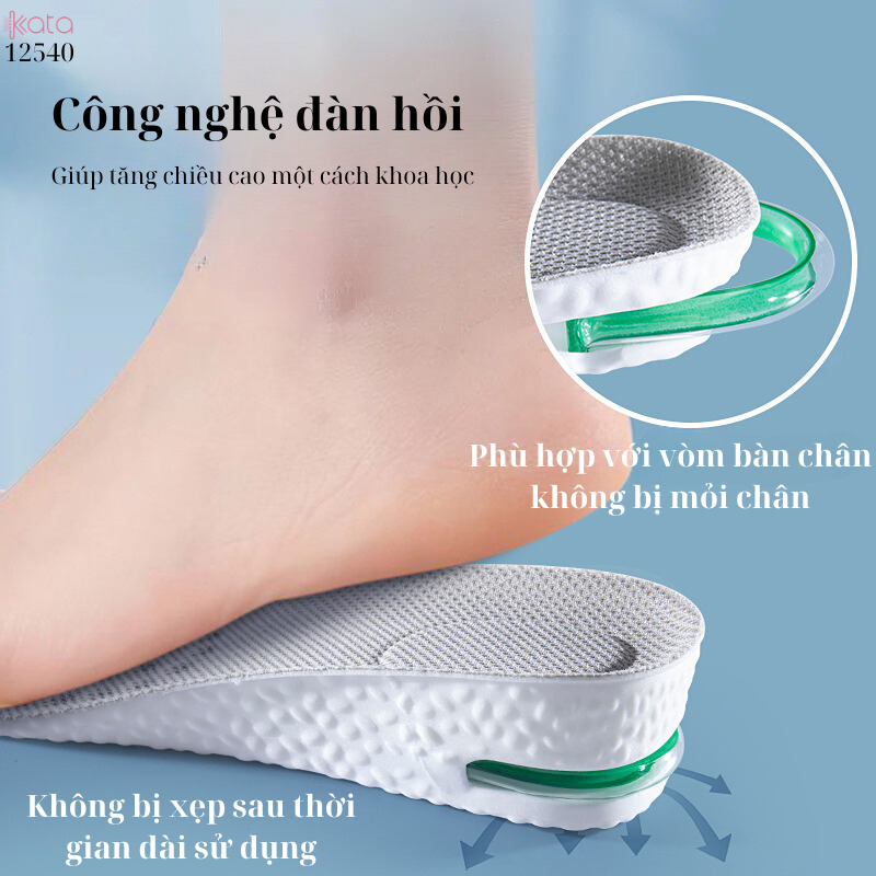 Lót giày thể thao tăng chiều cao siêu êm,lót PU đệm không khí thấm mồ hôi 12540