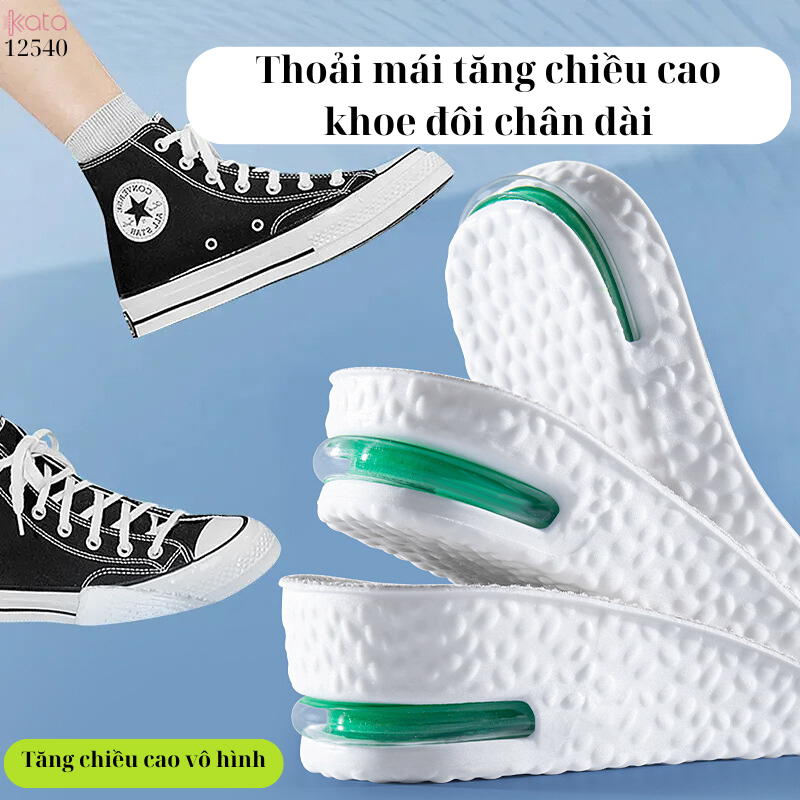 Lót giày thể thao tăng chiều cao siêu êm,lót PU đệm không khí thấm mồ hôi 12540