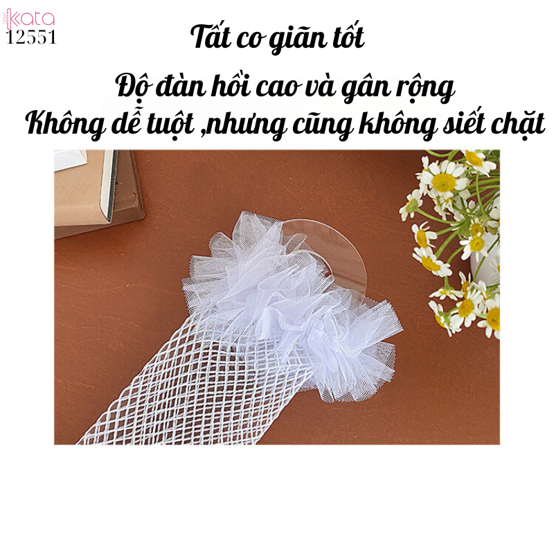 Tất lưới cá tính,tất đùi ren lụa trắng mùa hè 12551