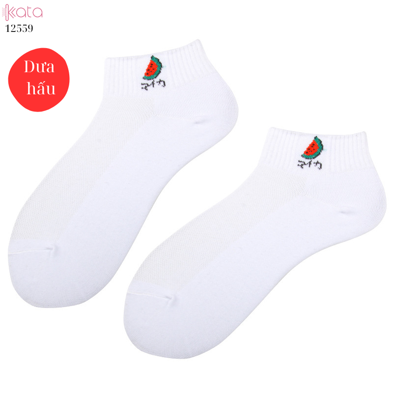 Tất cotton hình trái cây,tất cổ lưới ngắn thấm hút mồ hôi 12559