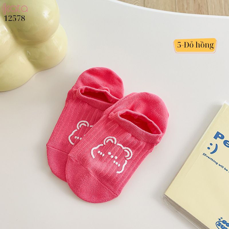 Tất thuyền mùa hè 100% cotton nữ,chống trơn trượt,chống rụng lông,chống mùi 12578