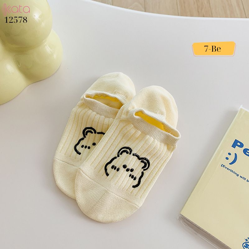 Tất thuyền mùa hè 100% cotton nữ,chống trơn trượt,chống rụng lông,chống mùi 12578