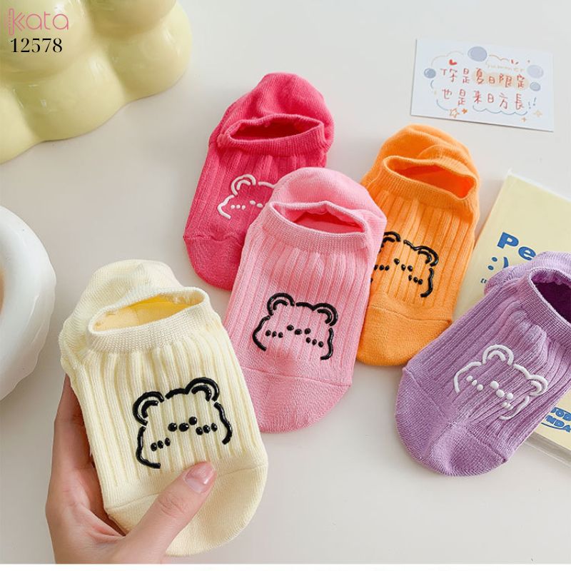 Tất thuyền mùa hè 100% cotton nữ,chống trơn trượt,chống rụng lông,chống mùi 12578