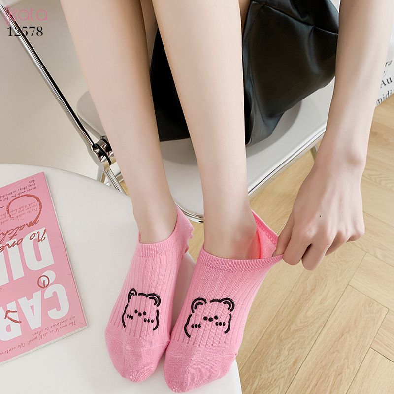 Tất thuyền mùa hè 100% cotton nữ,chống trơn trượt,chống rụng lông,chống mùi 12578